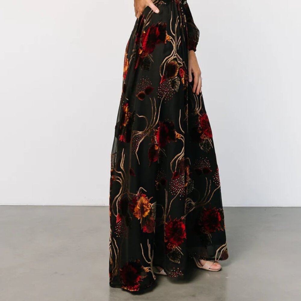 Baltic Born Mikla Maxi Dress Burnout Velvet Goth Boho Floral - Picture 6 of 6
